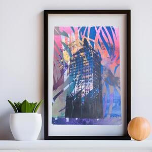 The 'Eastman'. Monoprint Poster of the Eastman Kodak Building. 13 x 19"